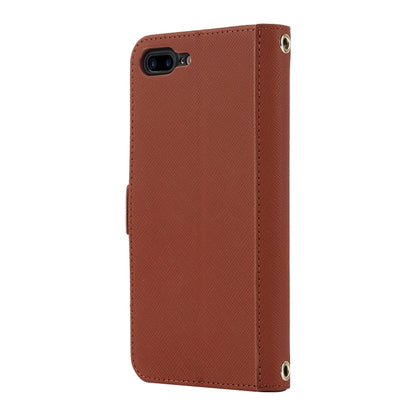 For iPhone 8 Plus / 7 Plus Cross Texture Lanyard Leather Phone Case(Brown) - More iPhone Cases by buy2fix | Online Shopping UK | buy2fix