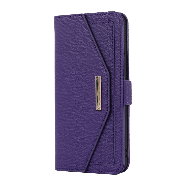 For iPhone 8 Plus / 7 Plus Cross Texture Lanyard Leather Phone Case(Purple) - More iPhone Cases by buy2fix | Online Shopping UK | buy2fix