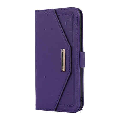 For iPhone 8 Plus / 7 Plus Cross Texture Lanyard Leather Phone Case(Purple) - More iPhone Cases by buy2fix | Online Shopping UK | buy2fix