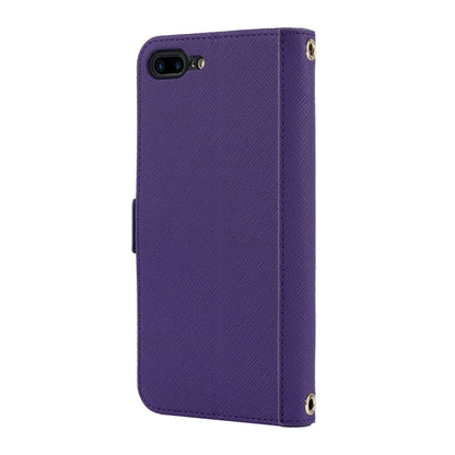For iPhone 8 Plus / 7 Plus Cross Texture Lanyard Leather Phone Case(Purple) - More iPhone Cases by buy2fix | Online Shopping UK | buy2fix