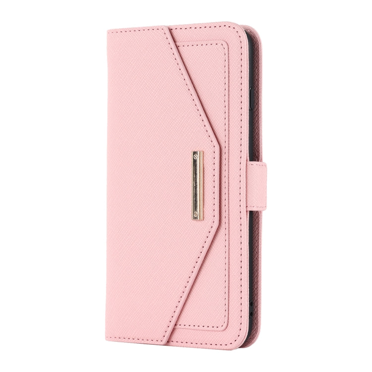 For iPhone 8 Plus / 7 Plus Cross Texture Lanyard Leather Phone Case(Pink) - More iPhone Cases by buy2fix | Online Shopping UK | buy2fix