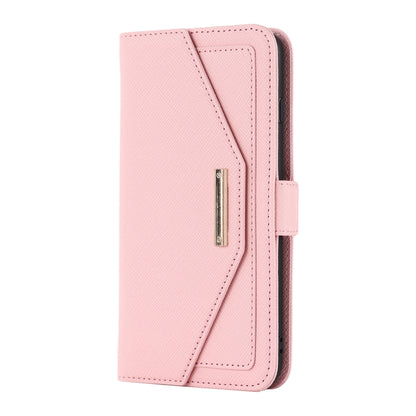 For iPhone 8 Plus / 7 Plus Cross Texture Lanyard Leather Phone Case(Pink) - More iPhone Cases by buy2fix | Online Shopping UK | buy2fix