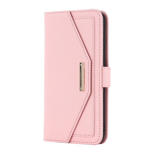 For iPhone 8 Plus / 7 Plus Cross Texture Lanyard Leather Phone Case(Pink) - More iPhone Cases by buy2fix | Online Shopping UK | buy2fix