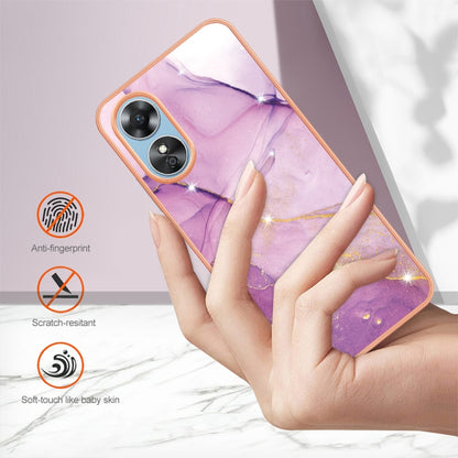 For OPPO A17 Electroplating Marble Dual-side IMD Phone Case(Purple 001) by buy2fix