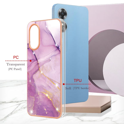 For OPPO A17 Electroplating Marble Dual-side IMD Phone Case(Purple 001) by buy2fix