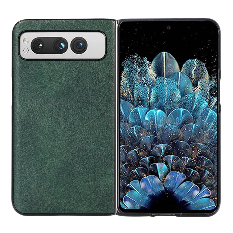 For Google Pixel Fold Two-color Litchi Texture PU Phone Case(Green) by buy2fix