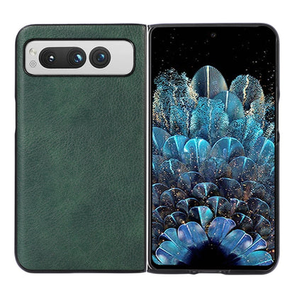 For Google Pixel Fold Two-color Litchi Texture PU Phone Case(Green) by buy2fix
