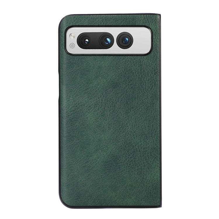 For Google Pixel Fold Two-color Litchi Texture PU Phone Case(Green) by buy2fix
