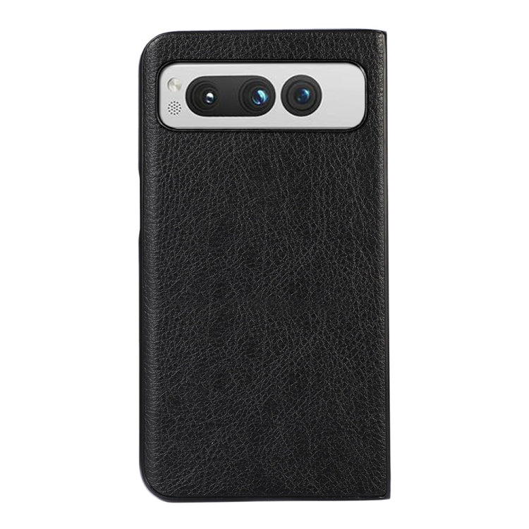 For Google Pixel Fold Two-color Litchi Texture PU Phone Case(Black) by buy2fix