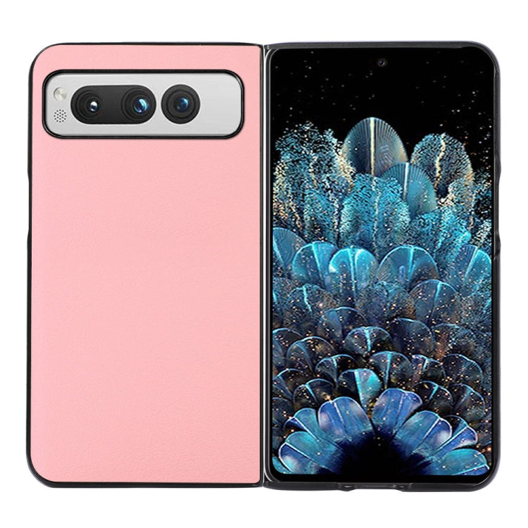 For Google Pixel Fold Two-color Litchi Texture PU Phone Case(Pink) by buy2fix