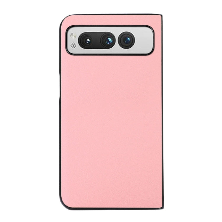 For Google Pixel Fold Two-color Litchi Texture PU Phone Case(Pink) by buy2fix