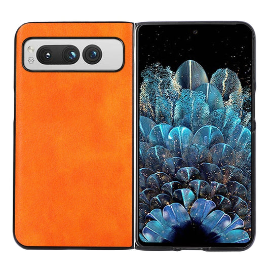 For Google Pixel Fold Two-color Litchi Texture PU Phone Case(Orange) by buy2fix