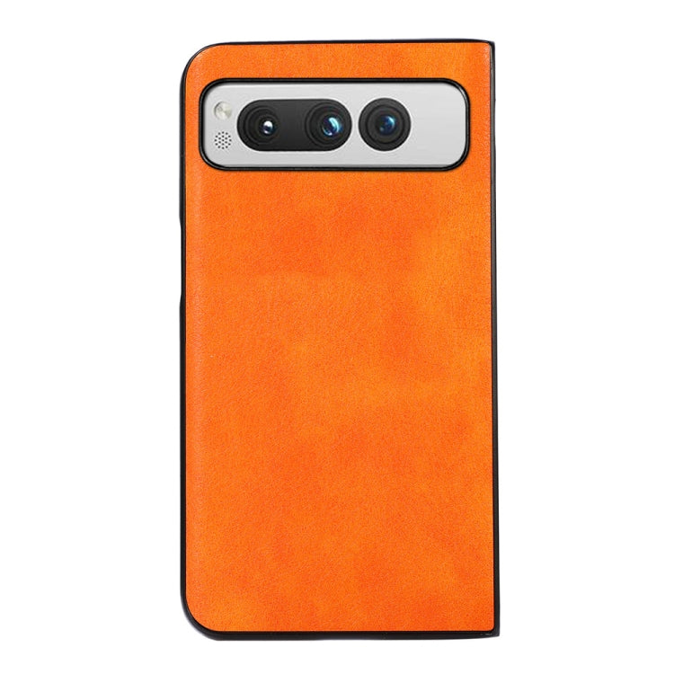 For Google Pixel Fold Two-color Litchi Texture PU Phone Case(Orange) by buy2fix