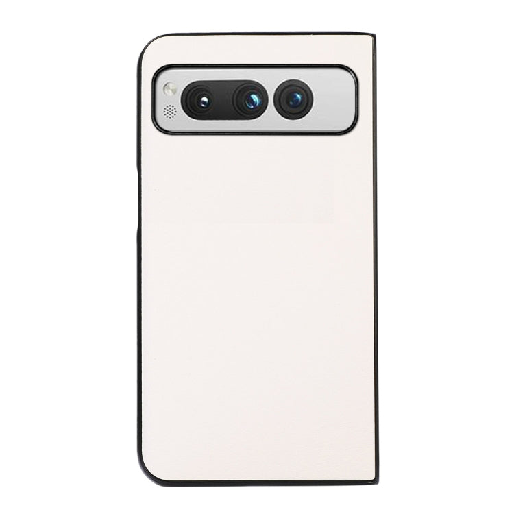 For Google Pixel Fold Two-color Litchi Texture PU Phone Case(White) by buy2fix