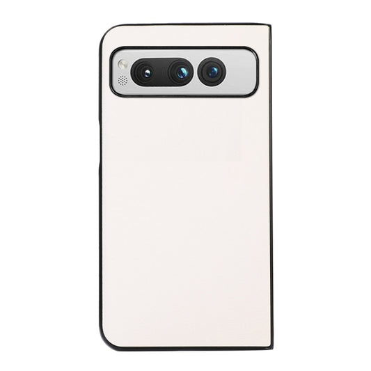 For Google Pixel Fold Two-color Litchi Texture PU Phone Case(White) by buy2fix