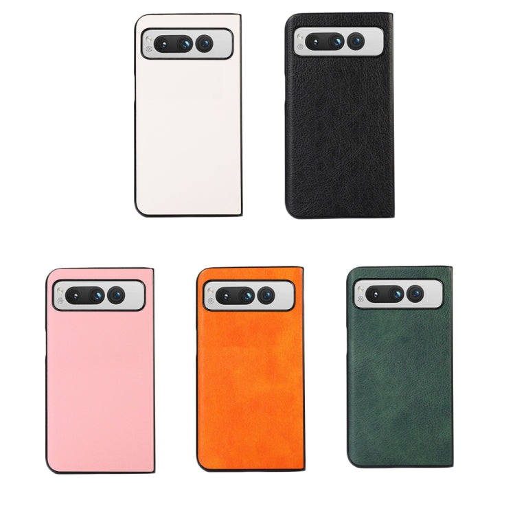 For Google Pixel Fold Two-color Litchi Texture PU Phone Case(White) by buy2fix