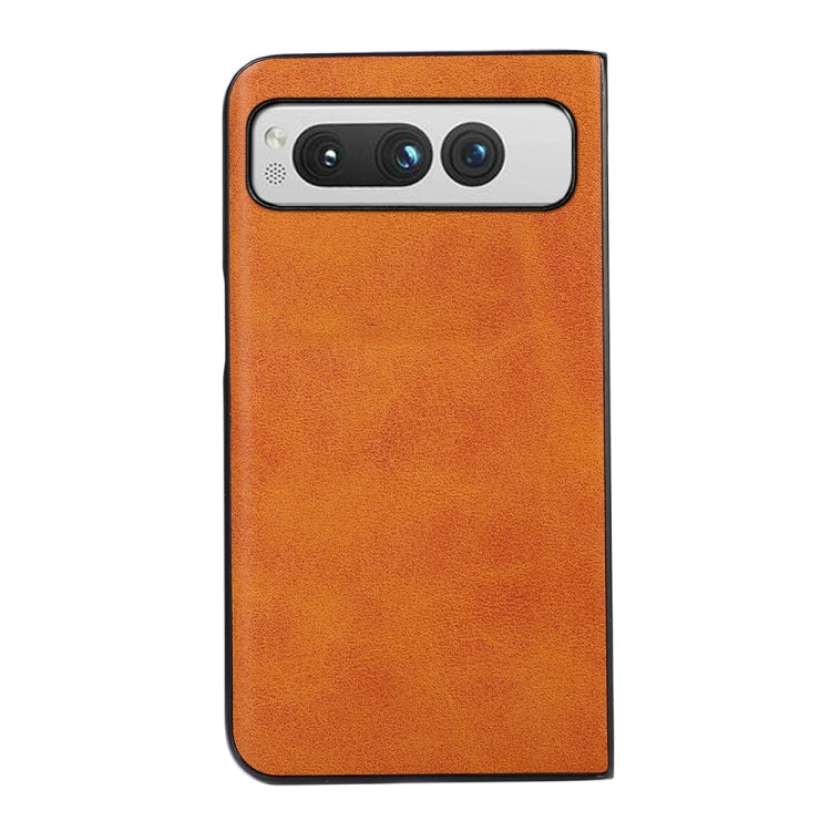 For Google Pixel Fold Two-color Calf Texture Shockproof Phone Case(Brown) by buy2fix