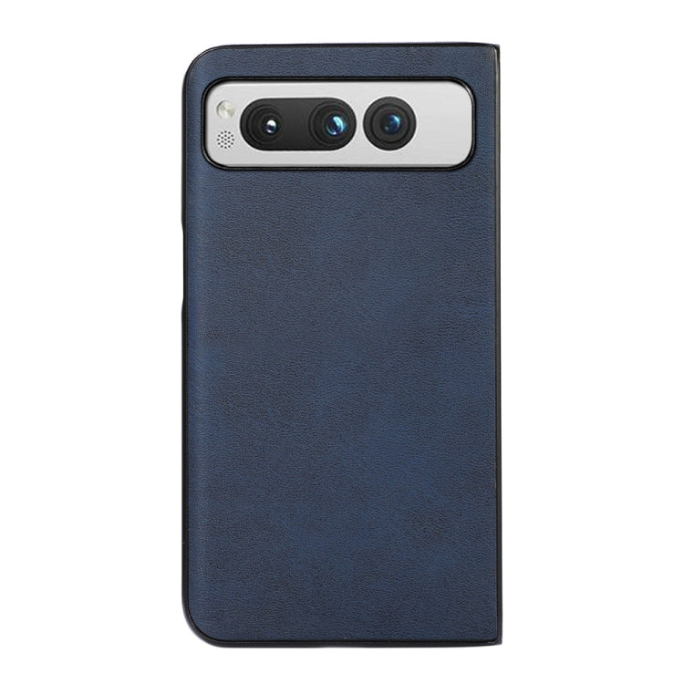 For Google Pixel Fold Two-color Calf Texture Shockproof Phone Case(Blue) by buy2fix