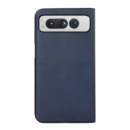 For Google Pixel Fold Two-color Calf Texture Shockproof Phone Case(Blue) by buy2fix