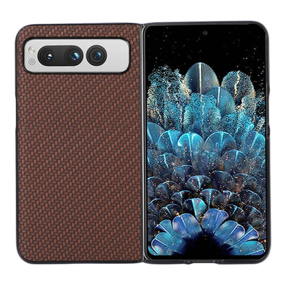 For Google Pixel Fold Carbon Fiber Texture Shockproof Phone Case(Brown) by buy2fix