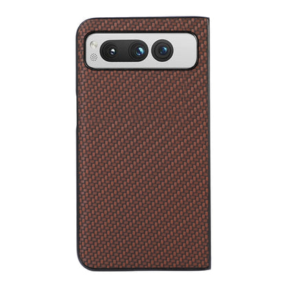 For Google Pixel Fold Carbon Fiber Texture Shockproof Phone Case(Brown) by buy2fix