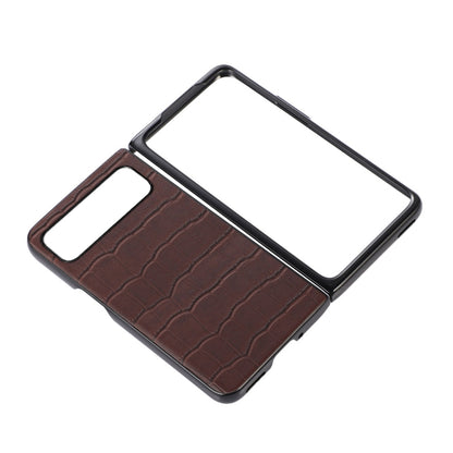 For Google Pixel Fold Crocodile Texture Genuine Leather Phone Case(Brown) by buy2fix