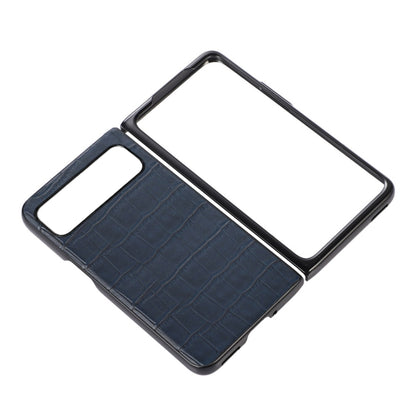 For Google Pixel Fold Crocodile Texture Genuine Leather Phone Case(Blue) by buy2fix