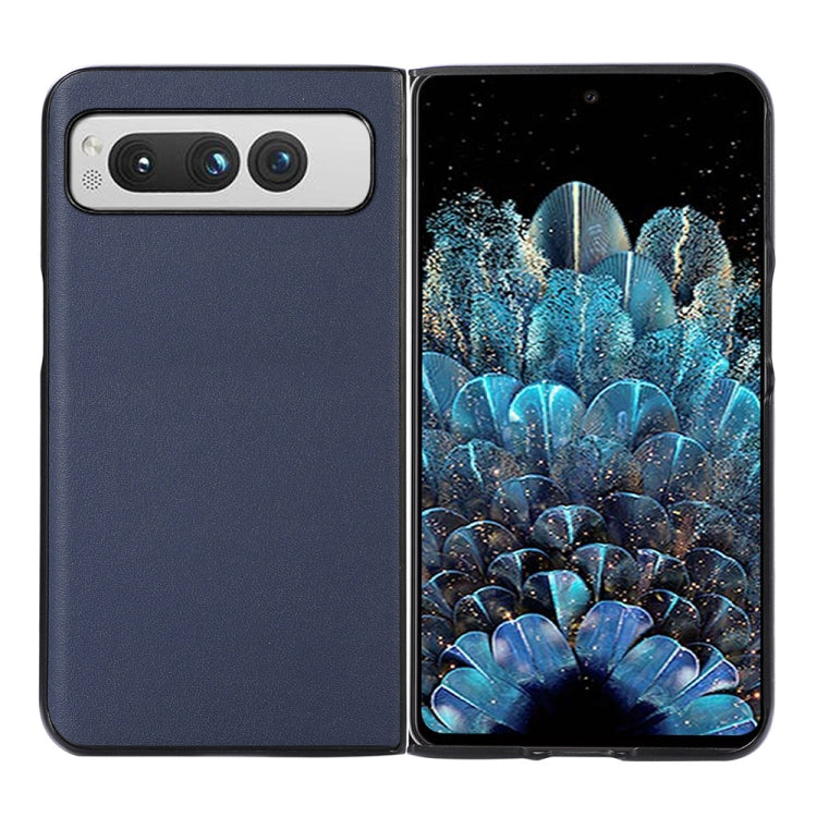 For Google Pixel Fold Lambskin Texture Genuine Leather Phone Case(Blue) by buy2fix