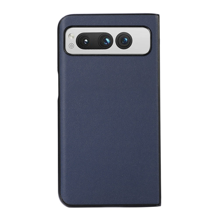 For Google Pixel Fold Lambskin Texture Genuine Leather Phone Case(Blue) by buy2fix