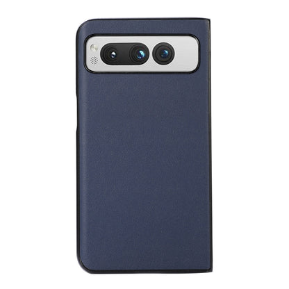 For Google Pixel Fold Lambskin Texture Genuine Leather Phone Case(Blue) by buy2fix
