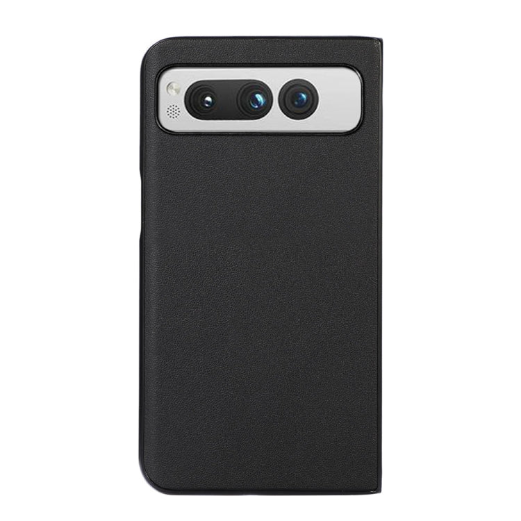 For Google Pixel Fold Lambskin Texture Genuine Leather Phone Case(Black) by buy2fix