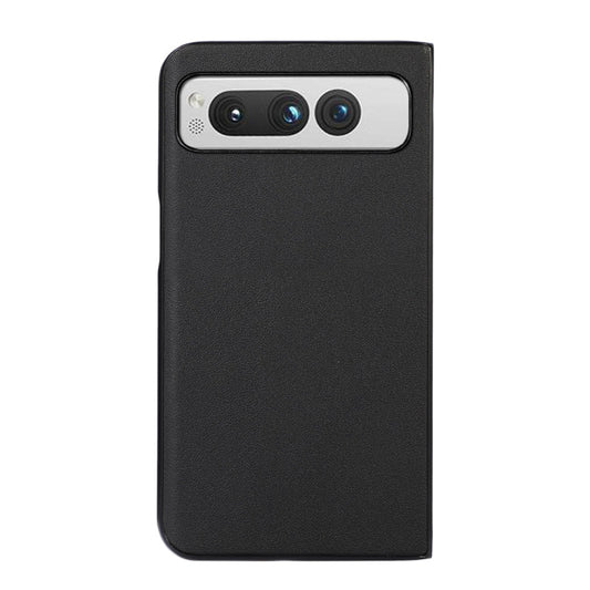 For Google Pixel Fold Lambskin Texture Genuine Leather Phone Case(Black) by buy2fix