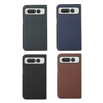 For Google Pixel Fold Lambskin Texture Genuine Leather Phone Case(Brown) by buy2fix