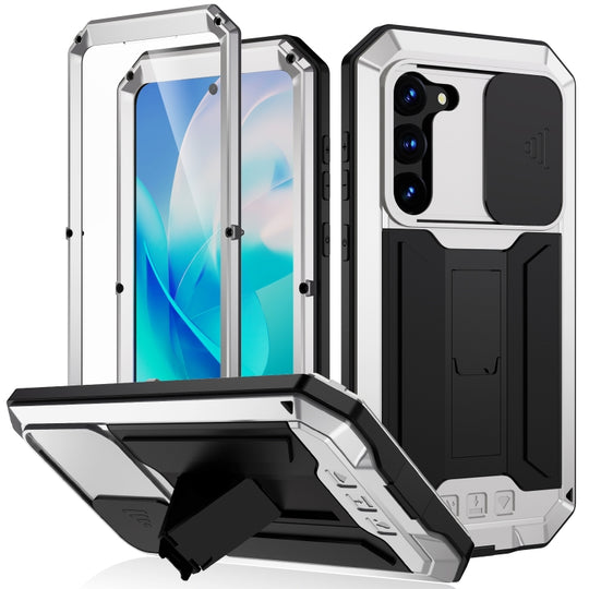 For Samsung Galaxy S23 5G R-JUST Sliding Camera Design Life Waterproof Dustproof Shockproof Phone Case(Silver)