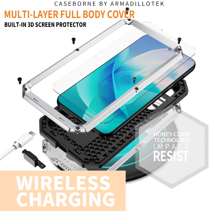 For Samsung Galaxy S23 5G R-JUST Sliding Camera Design Life Waterproof Dustproof Shockproof Phone Case(Silver) - Galaxy S23 5G Cases by R-JUST | Online Shopping UK | buy2fix