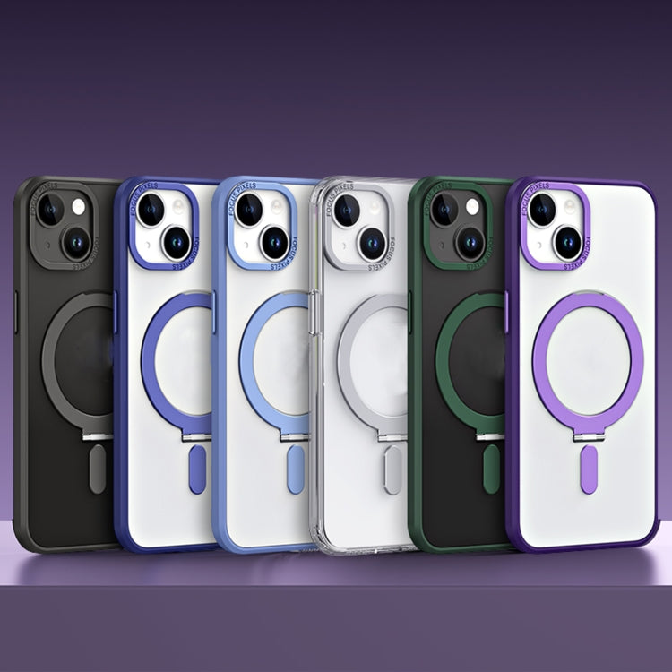 For iPhone 14 Skin Feel MagSafe Shockproof Protective Phone Case with Holder(White) by buy2fix