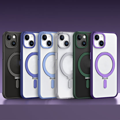 For iPhone 14 Skin Feel MagSafe Shockproof Protective Phone Case with Holder(White) by buy2fix