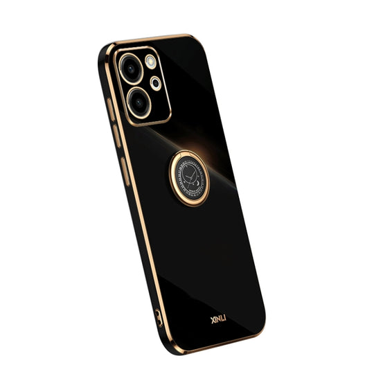 For Honor 80 SE 5G XINLI Straight Edge Electroplate TPU Phone Case with Ring(Black)