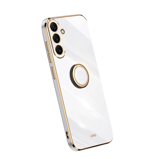 For Samsung Galaxy A54 5G XINLI Straight Edge Electroplate TPU Phone Case with Ring(White)