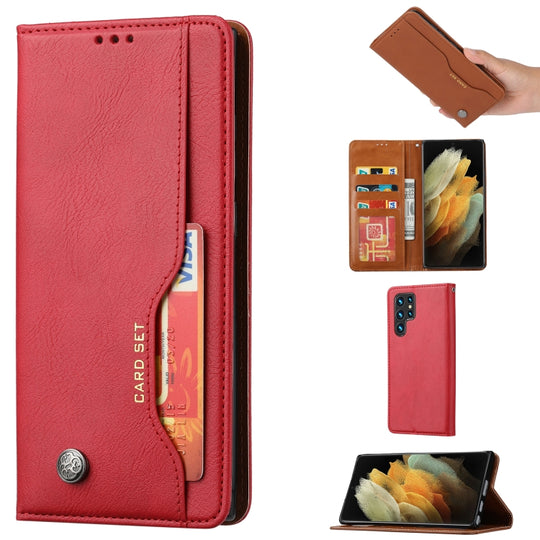 For Samsung Galaxy S23 Ultra 5G Knead Skin Texture Horizontal Flip Leather Phone Case(Red)