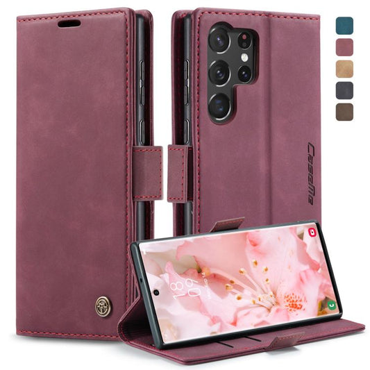 For Samsung Galaxy S23 Ultra 5G CaseMe 013 Multifunctional Horizontal Flip Leather Phone Case(Wine Red) - Galaxy S23 Ultra 5G Cases by CaseMe | Online Shopping UK | buy2fix