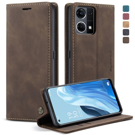For OPPO Reno7 4G Indonesia/F21 Pro 4G/Reno8 4G CaseMe 013 Multifunctional Horizontal Flip Leather Phone Case(Coffee) - OPPO Cases by CaseMe | Online Shopping UK | buy2fix