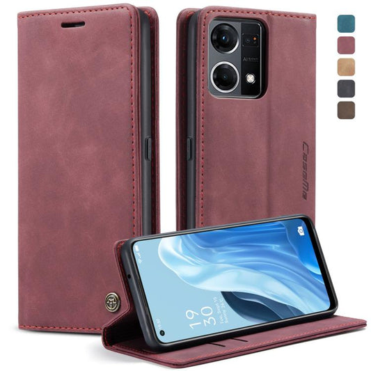 For OPPO Reno7 4G Indonesia/F21 Pro 4G/Reno8 4G CaseMe 013 Multifunctional Horizontal Flip Leather Phone Case(Wine Red) - OPPO Cases by CaseMe | Online Shopping UK | buy2fix