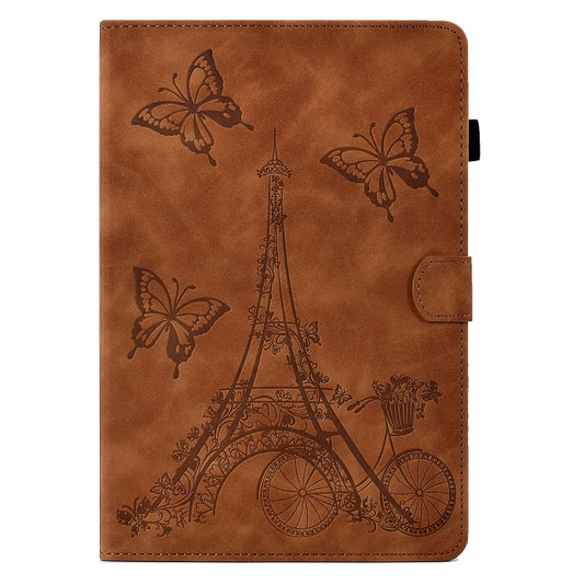 For Samsung Galaxy Tab A8 10.5 2021 X205 Tower Embossed Leather Smart Tablet Case(Brown) - Other Galaxy Tab PC by buy2fix | Online Shopping UK | buy2fix
