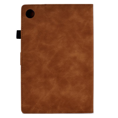 For Samsung Galaxy Tab A8 10.5 2021 X205 Tower Embossed Leather Smart Tablet Case(Brown) - Other Galaxy Tab PC by buy2fix | Online Shopping UK | buy2fix