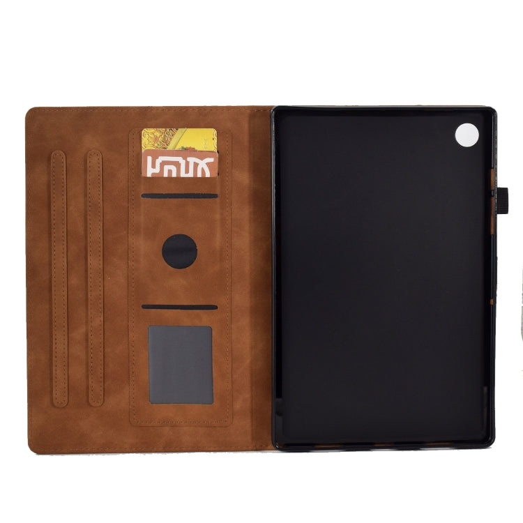 For Samsung Galaxy Tab A8 10.5 2021 X205 Tower Embossed Leather Smart Tablet Case(Brown) - Other Galaxy Tab PC by buy2fix | Online Shopping UK | buy2fix
