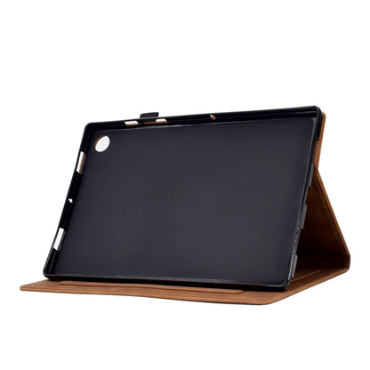 For Samsung Galaxy Tab A8 10.5 2021 X205 Tower Embossed Leather Smart Tablet Case(Brown) - Other Galaxy Tab PC by buy2fix | Online Shopping UK | buy2fix