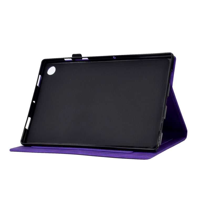 For Samsung Galaxy Tab A8 10.5 2021 X205 Tower Embossed Leather Smart Tablet Case(Purple) - Other Galaxy Tab PC by buy2fix | Online Shopping UK | buy2fix