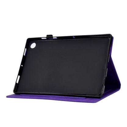 For Samsung Galaxy Tab A8 10.5 2021 X205 Tower Embossed Leather Smart Tablet Case(Purple) - Other Galaxy Tab PC by buy2fix | Online Shopping UK | buy2fix