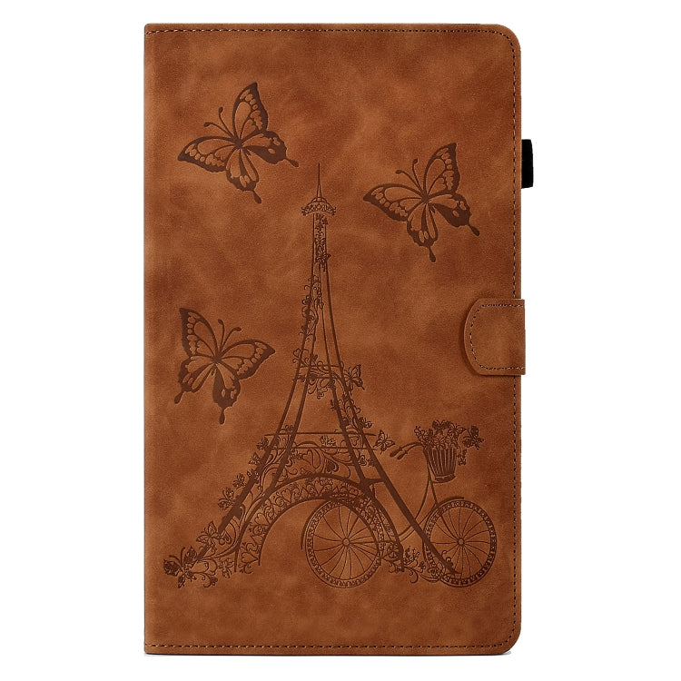 For Samsung Galaxy Tab S6 Lite P610 Tower Embossed Leather Smart Tablet Case(Brown) by buy2fix